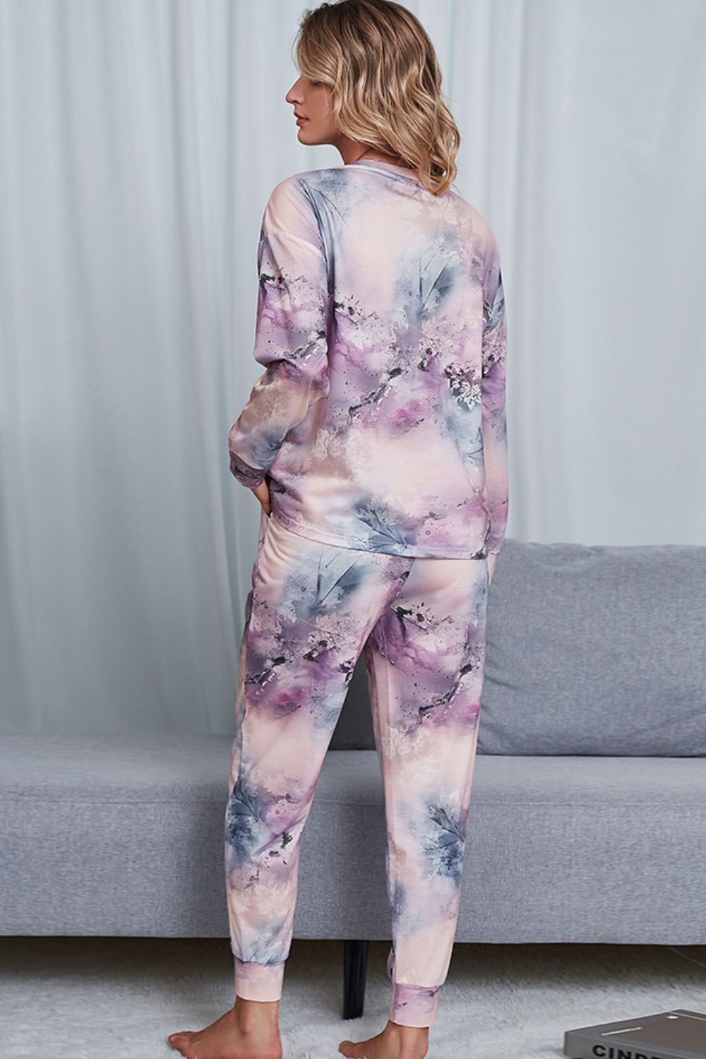 Tie-Dye Crewneck Top and Drawstring Waist Joggers Lounge Set - ThingsWeUseAndLove