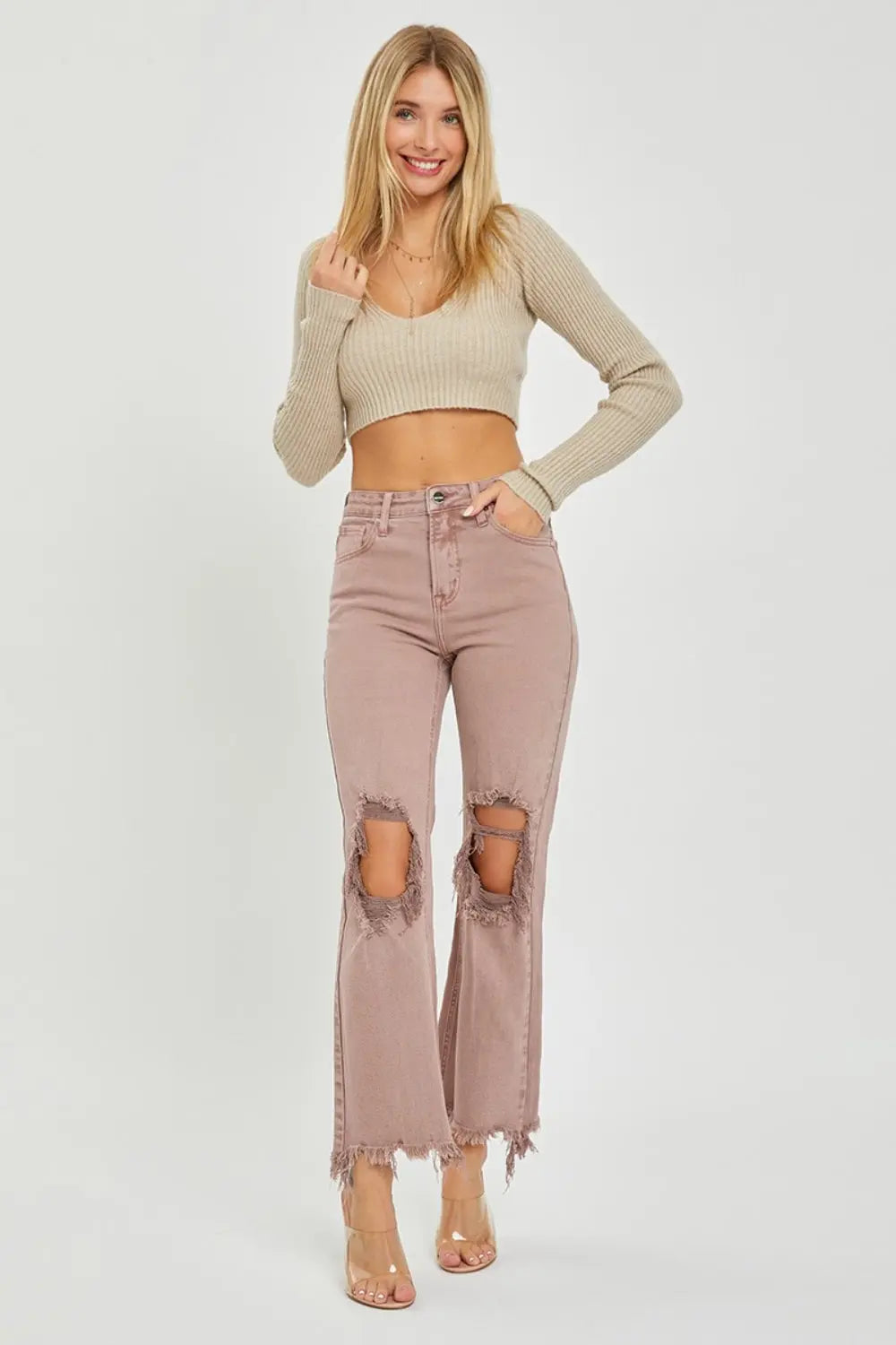 Distressed Ankle Bootcut Jeans - ThingsWeUseAndLove