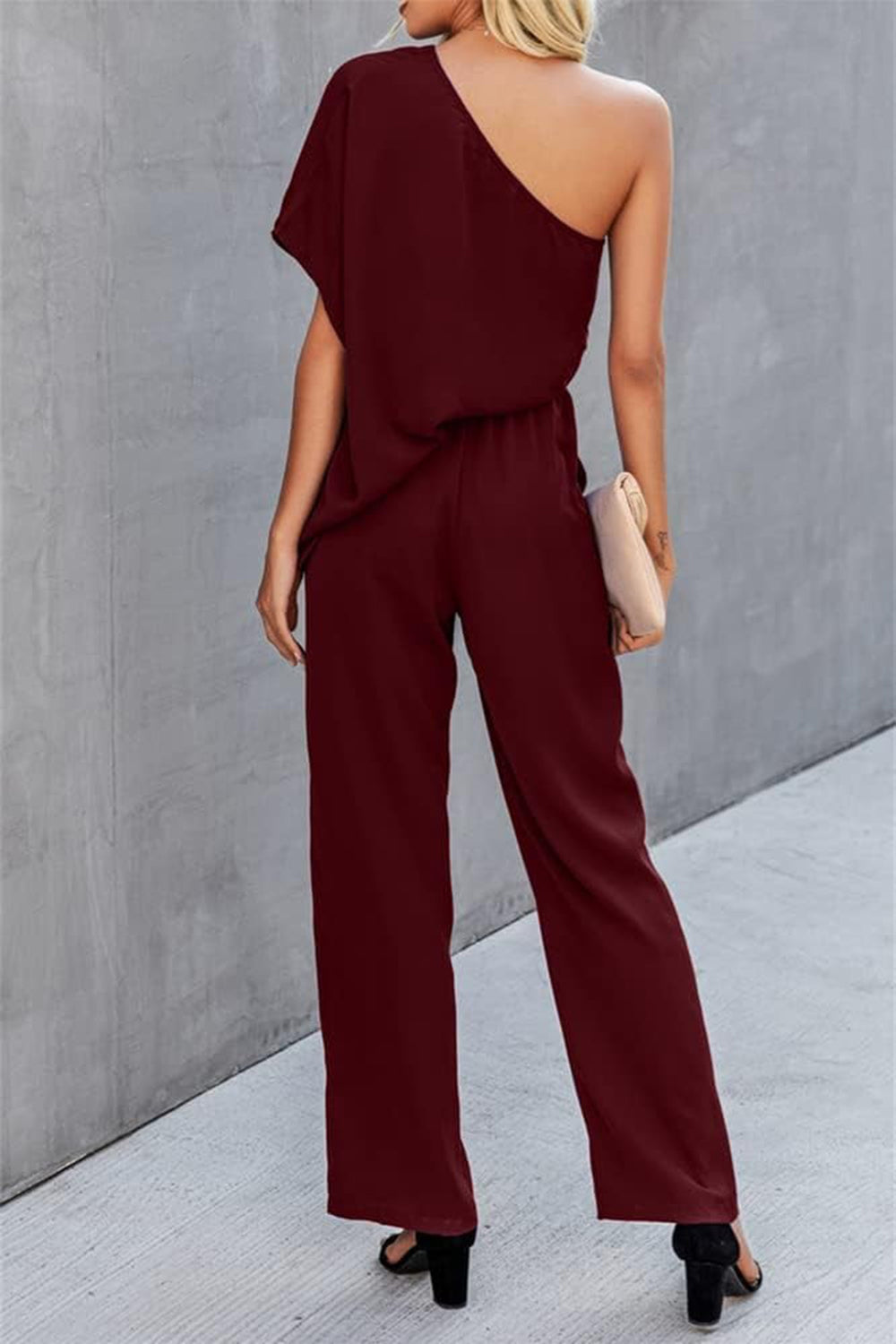 Helen Single Shoulder Short Sleeve Jumpsuit - ThingsWeUseAndLove