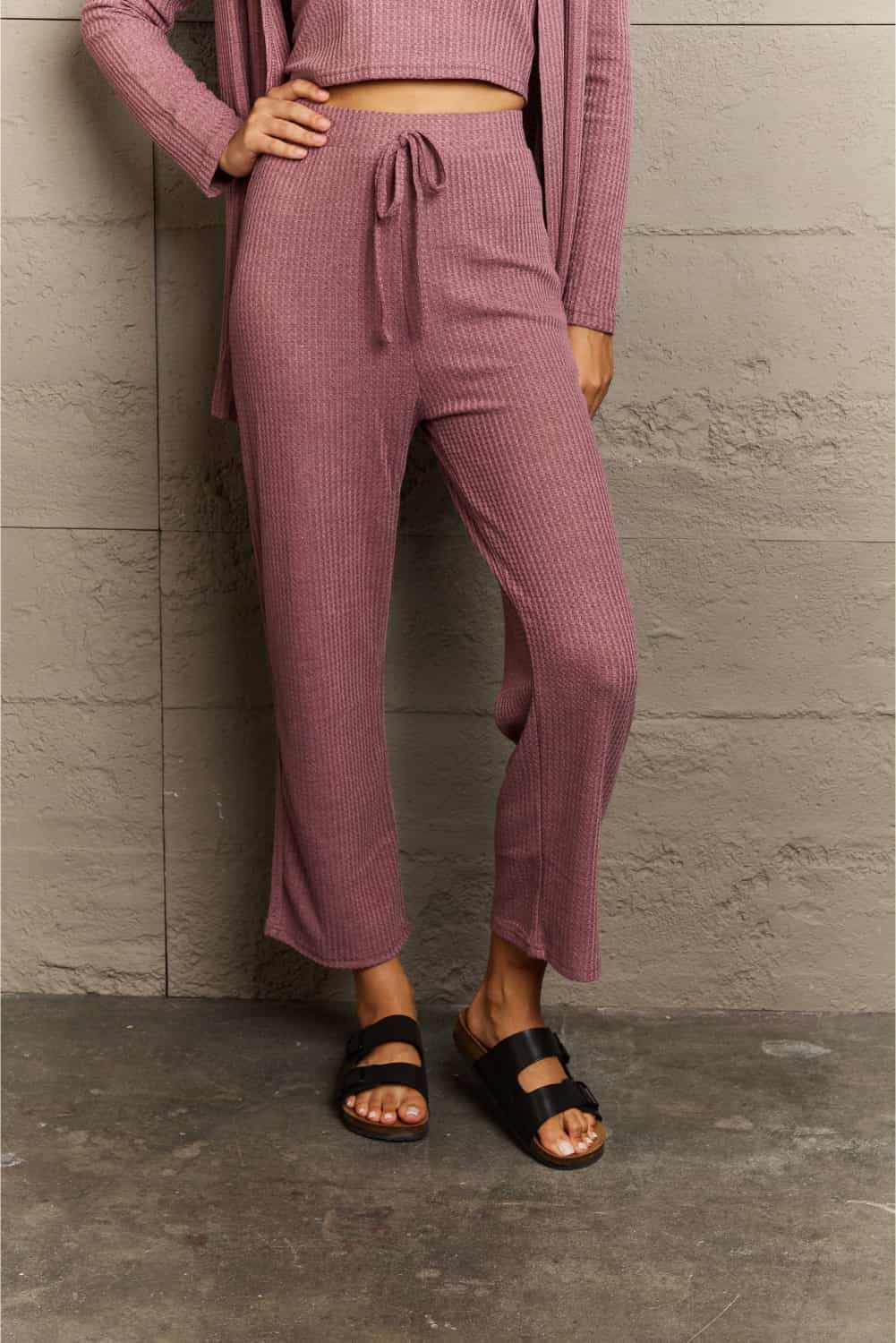 Gracie Size Inclusive Cropped Top, Long Pants and Cardigan Lounge Set - ThingsWeUseAndLove