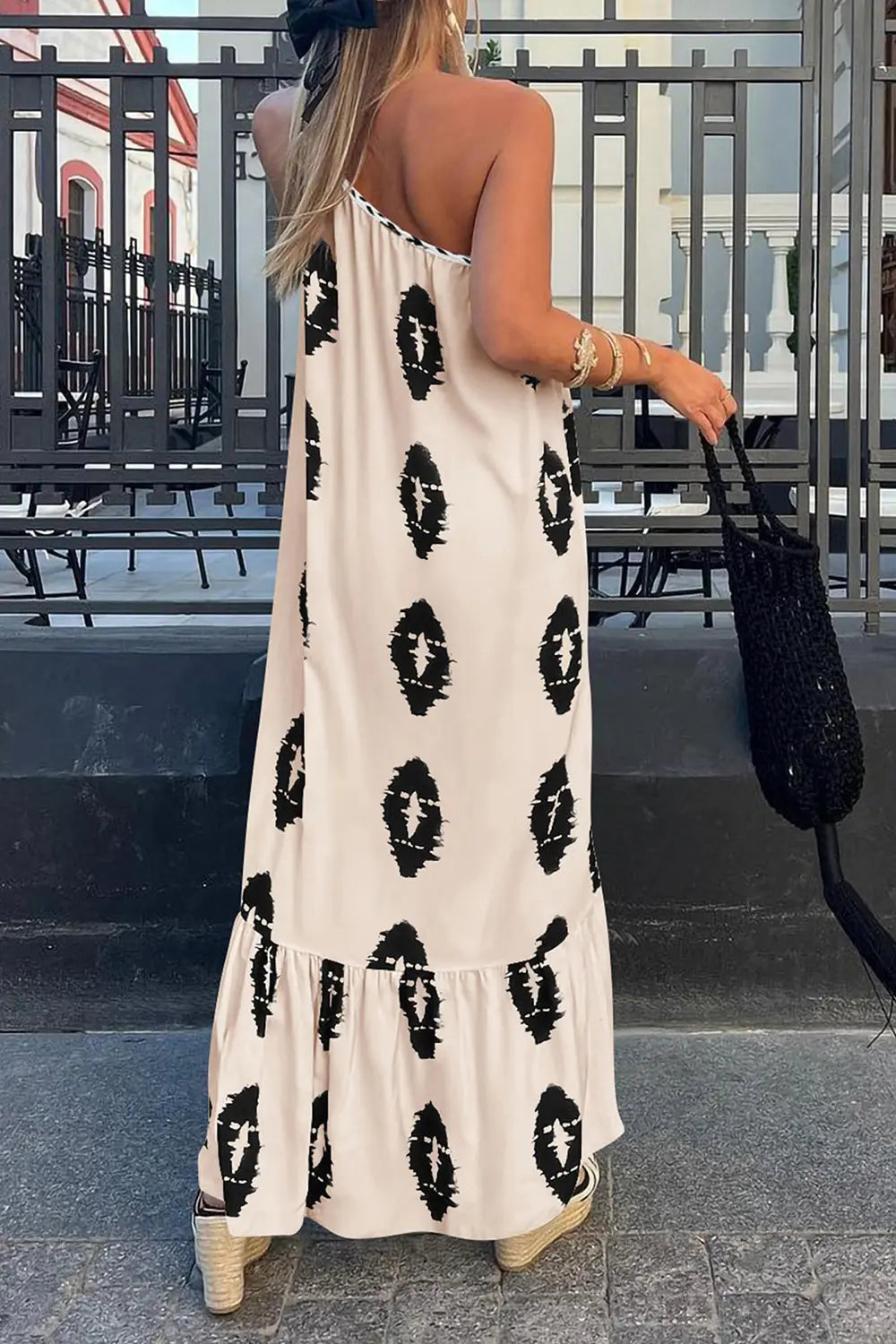 Printed Single Shoulder Maxi Dress - ThingsWeUseAndLove