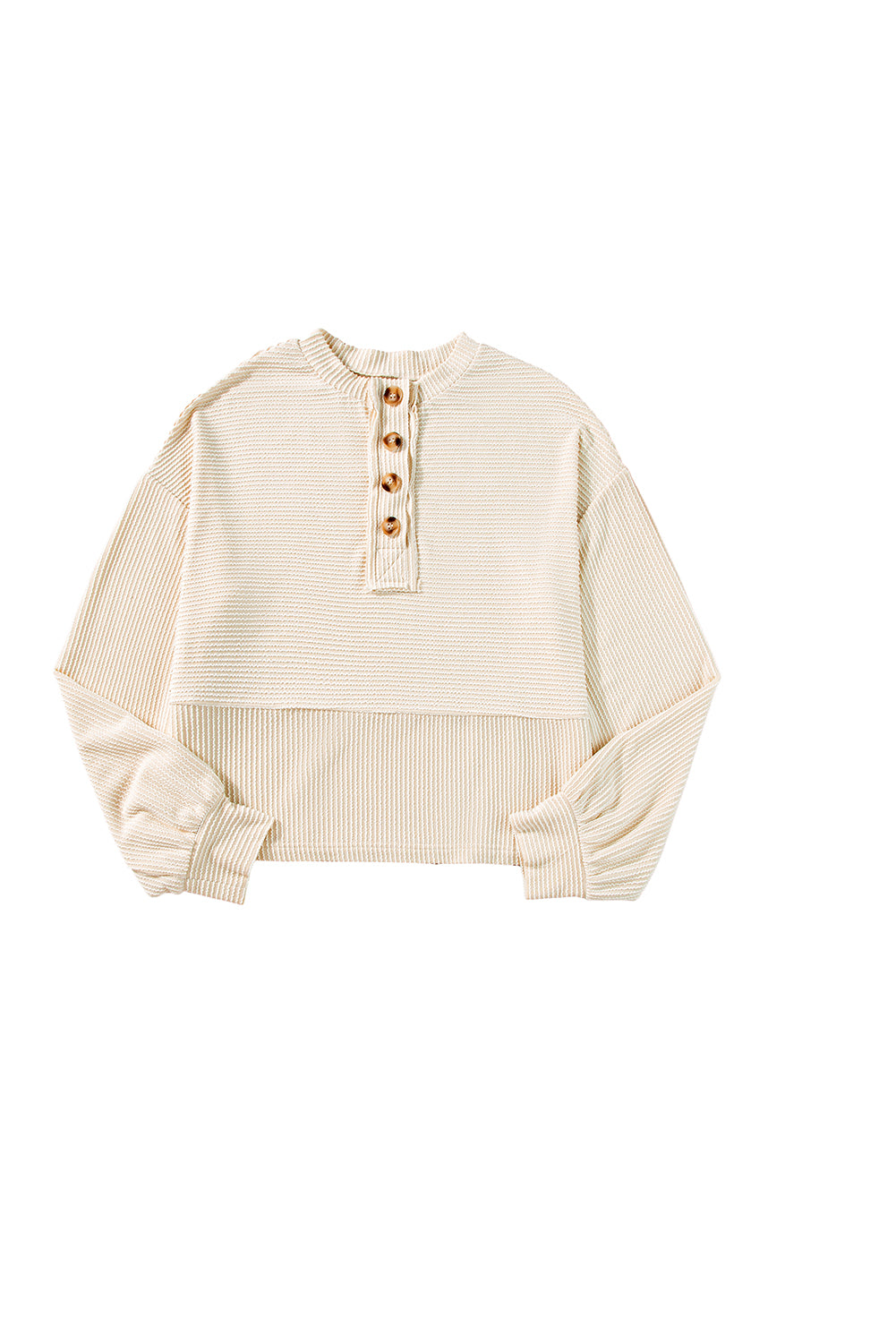 Textured Lantern Sleeve Henley Top - ThingsWeUseAndLove