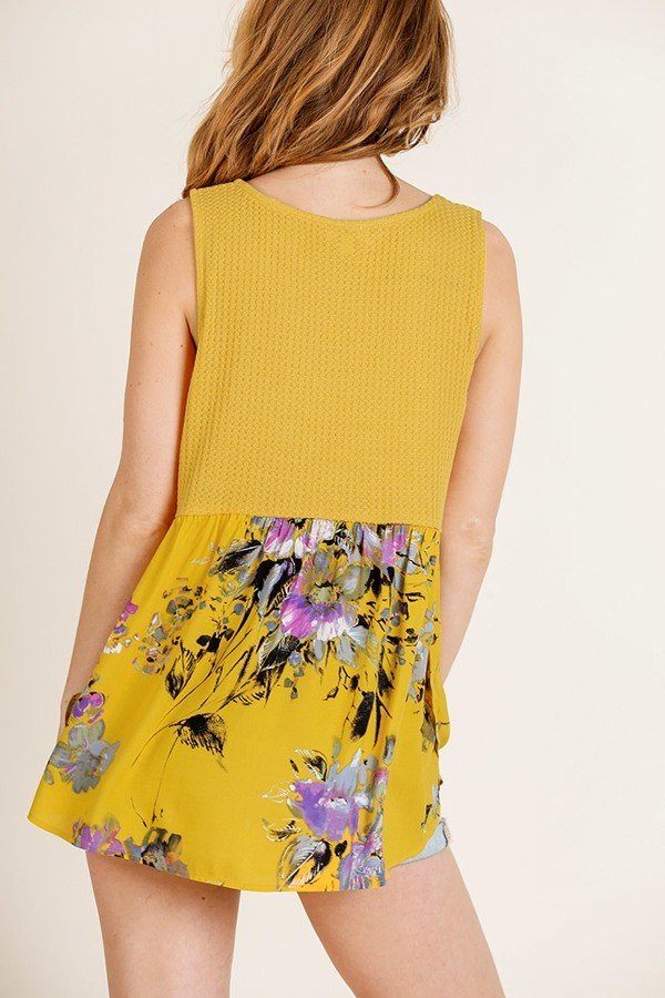 Sleeveless Waffle Knit Round Neck Tank Top - ThingsWeUseAndLove