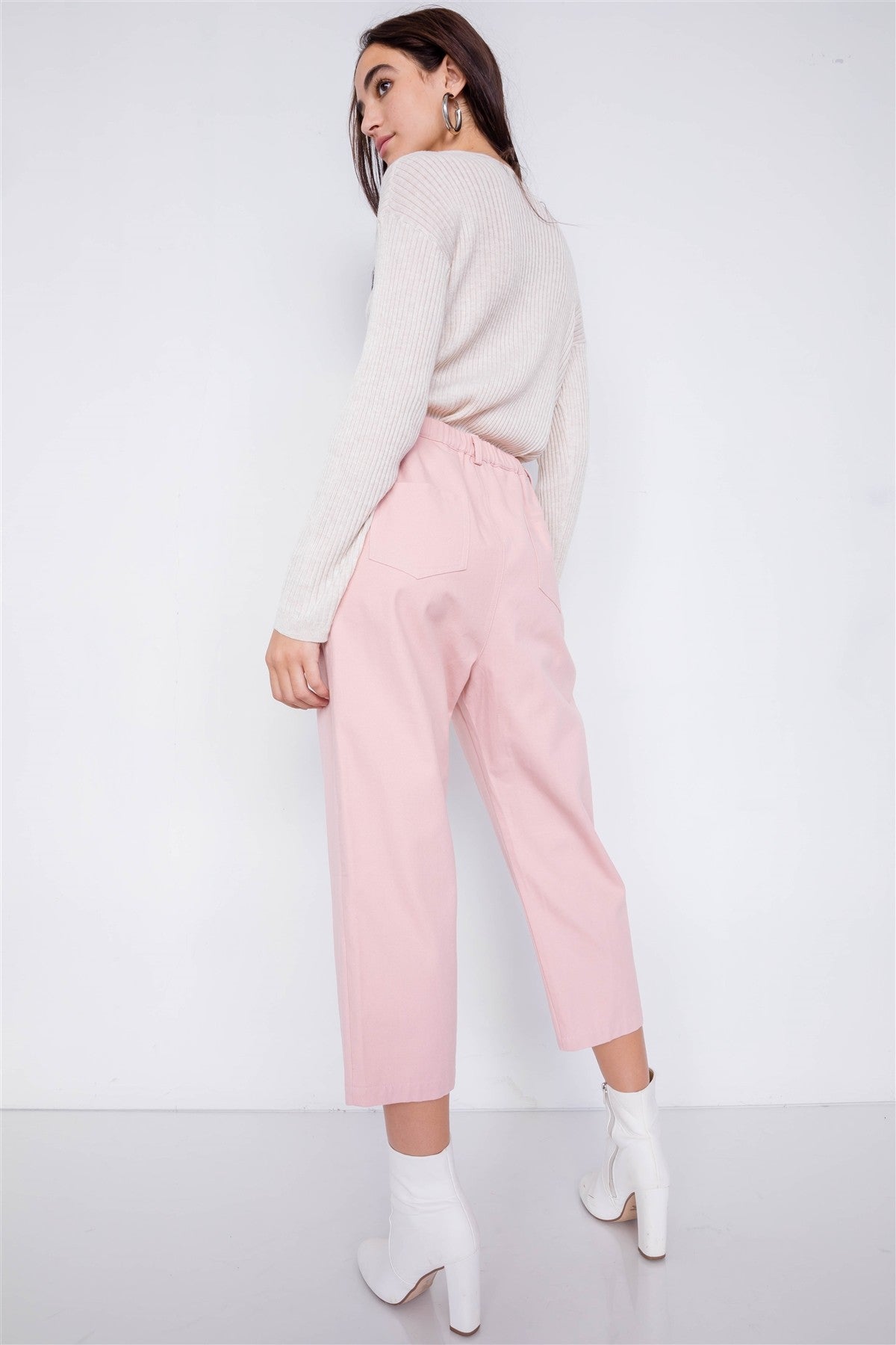 Pastel Chic Solid Ankle Wide Leg Adjustable Snap Waist Pants - ThingsWeUseAndLove