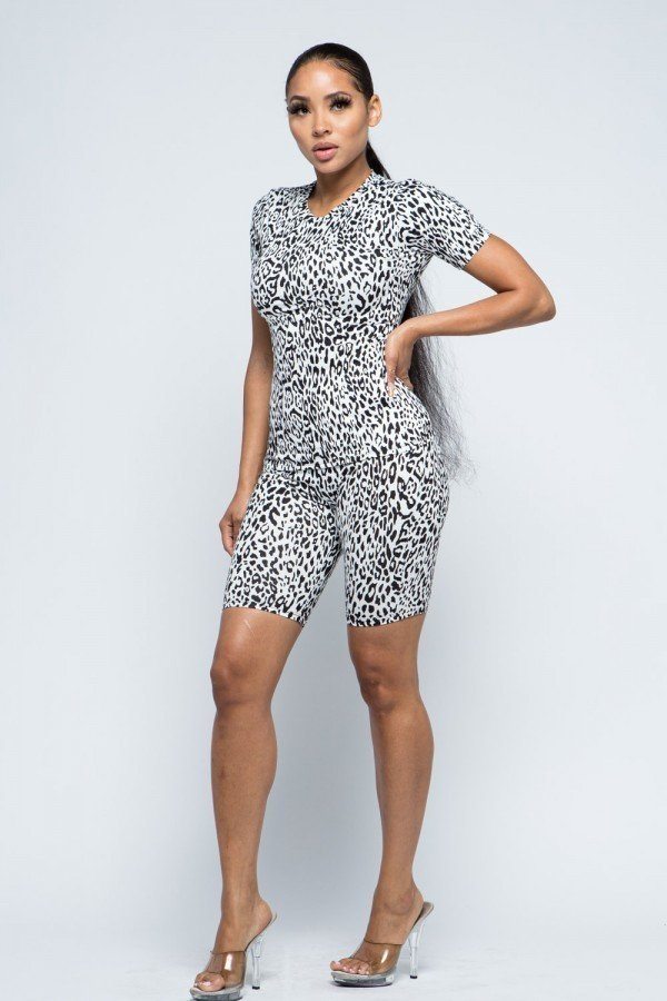 Brushed Short Sleeve Top And Biker Pants And Face Mask Set - ThingsWeUseAndLove