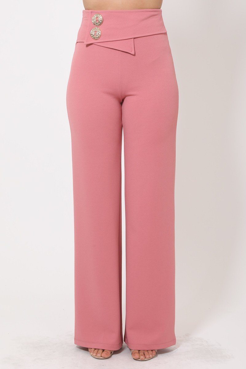 Oversized Button Front Detail Pants - ThingsWeUseAndLove