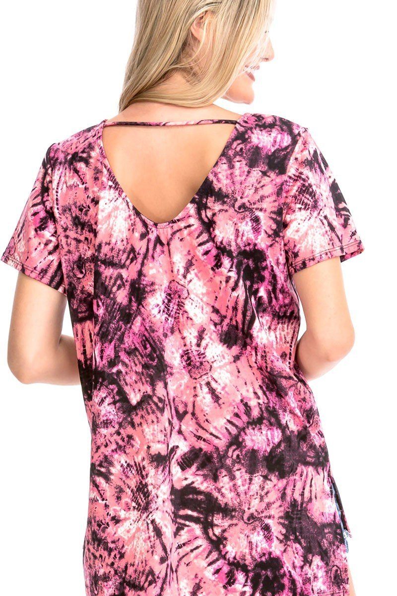 Tie Dye Print Short Sleeve Top - ThingsWeUseAndLove