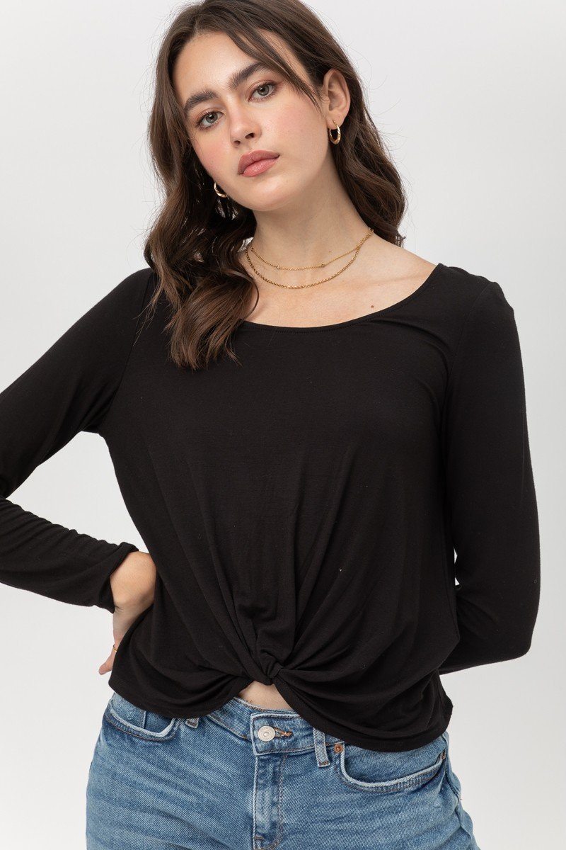 Rayon Span Jersey Front Twisted Top - ThingsWeUseAndLove