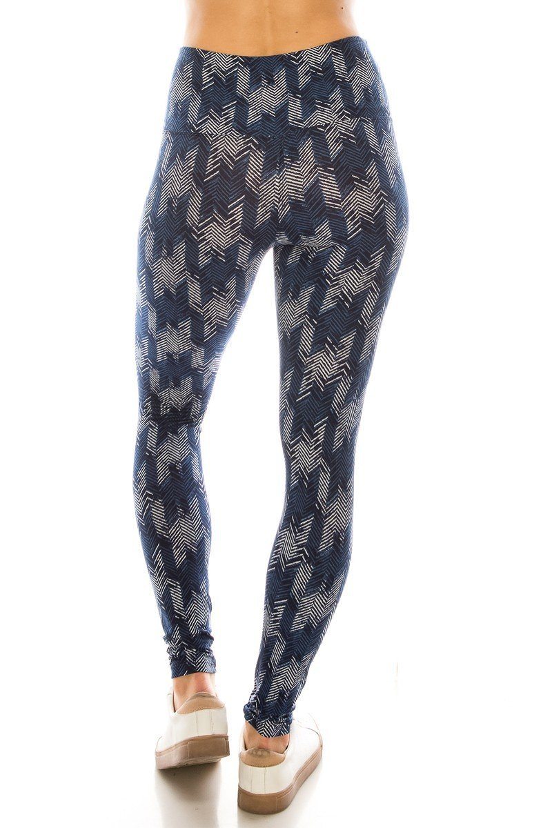 Long Yoga Style Banded Lined Multi Printed Knit Legging With High Waist - ThingsWeUseAndLove