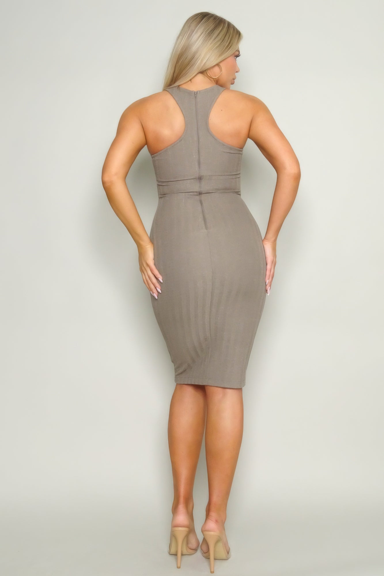 High Cut Racerback Knit Midi Dress - ThingsWeUseAndLove