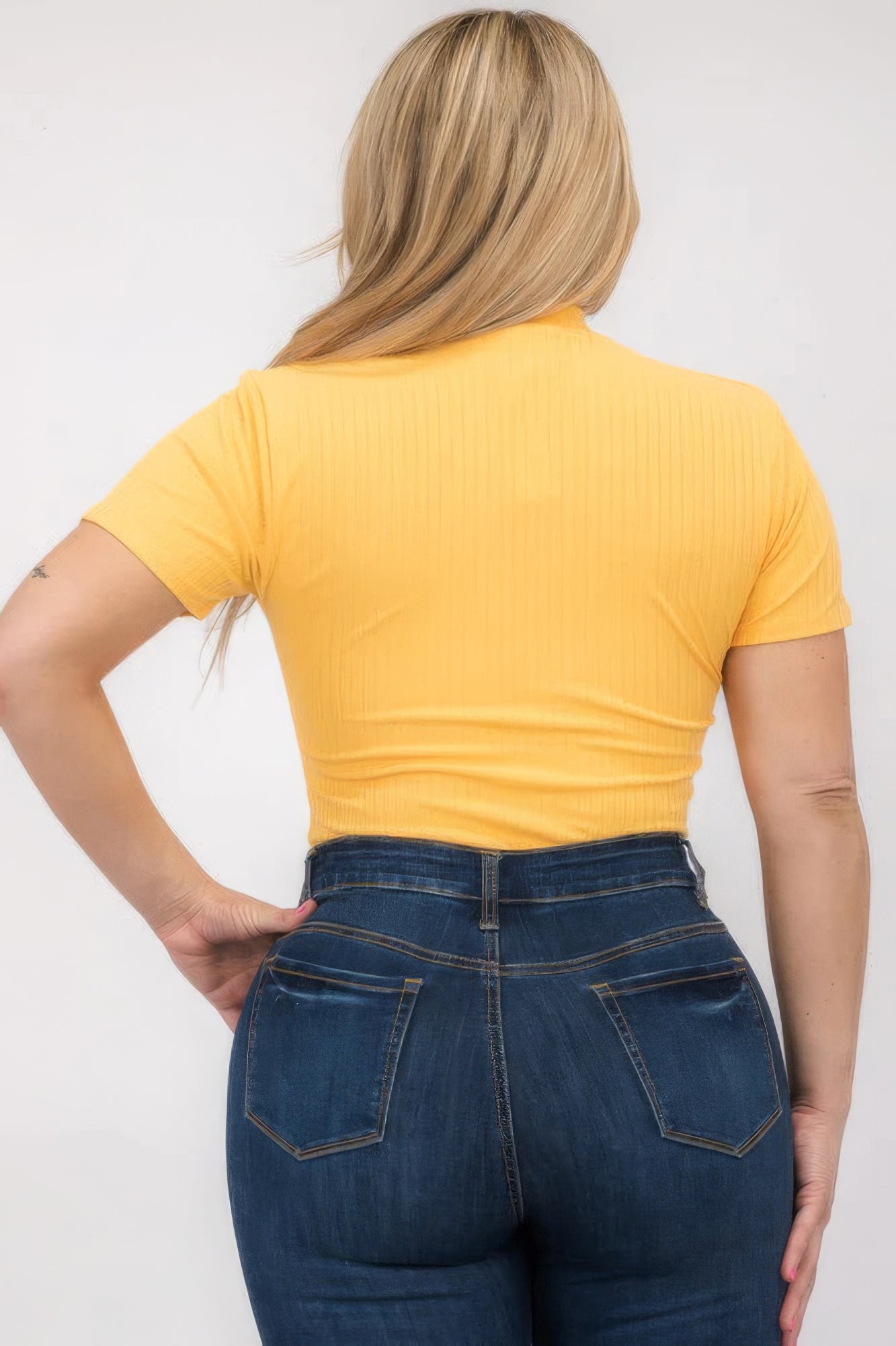 Plus Size Ribbed Short Sleeve Bodysuit - ThingsWeUseAndLove