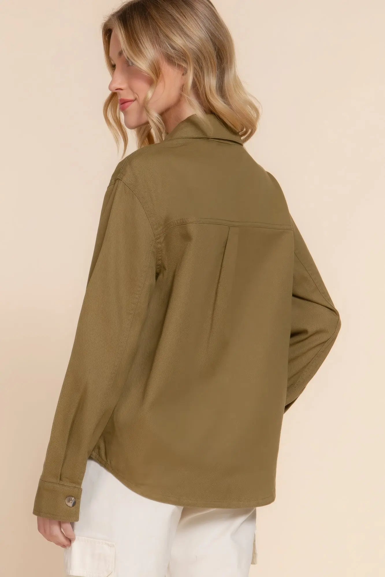 Button Down Cotton Denim Shacket - ThingsWeUseAndLove