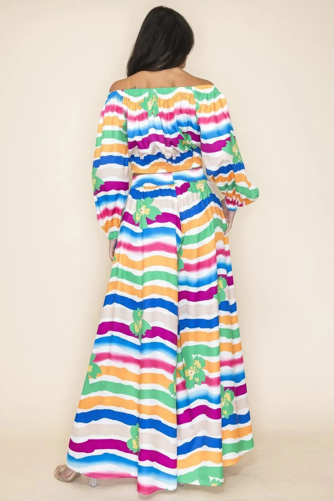 Off Shoulder Top And Wide Pants Set - ThingsWeUseAndLove