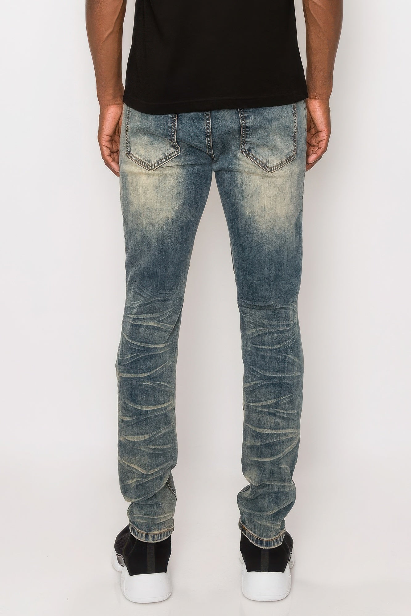 Men Creased Biker Denim Jeans - ThingsWeUseAndLove