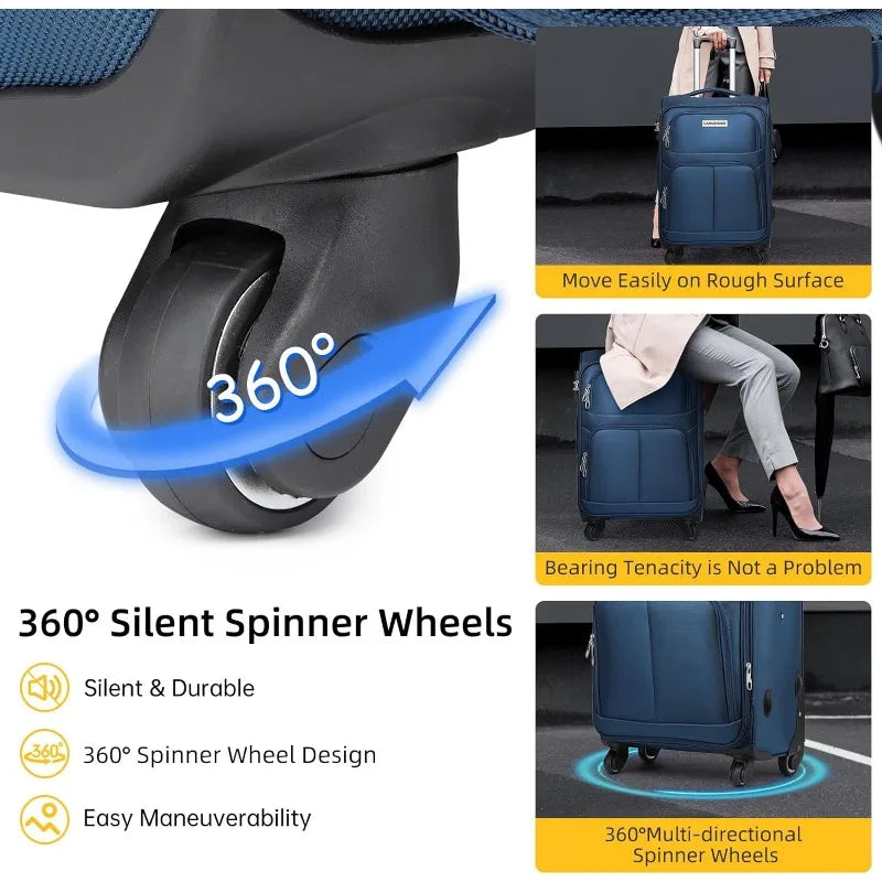 Expandable 4-piece Softside Luggage Set with Duffel Bag - Lightweight Spinner Suitcases for Travel - ThingsWeUseAndLove