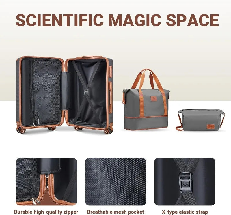 3-Piece Hard Shell Luggage Set - 20 Inch Suitcases with Spinner Wheels and Combination Lock - ThingsWeUseAndLove