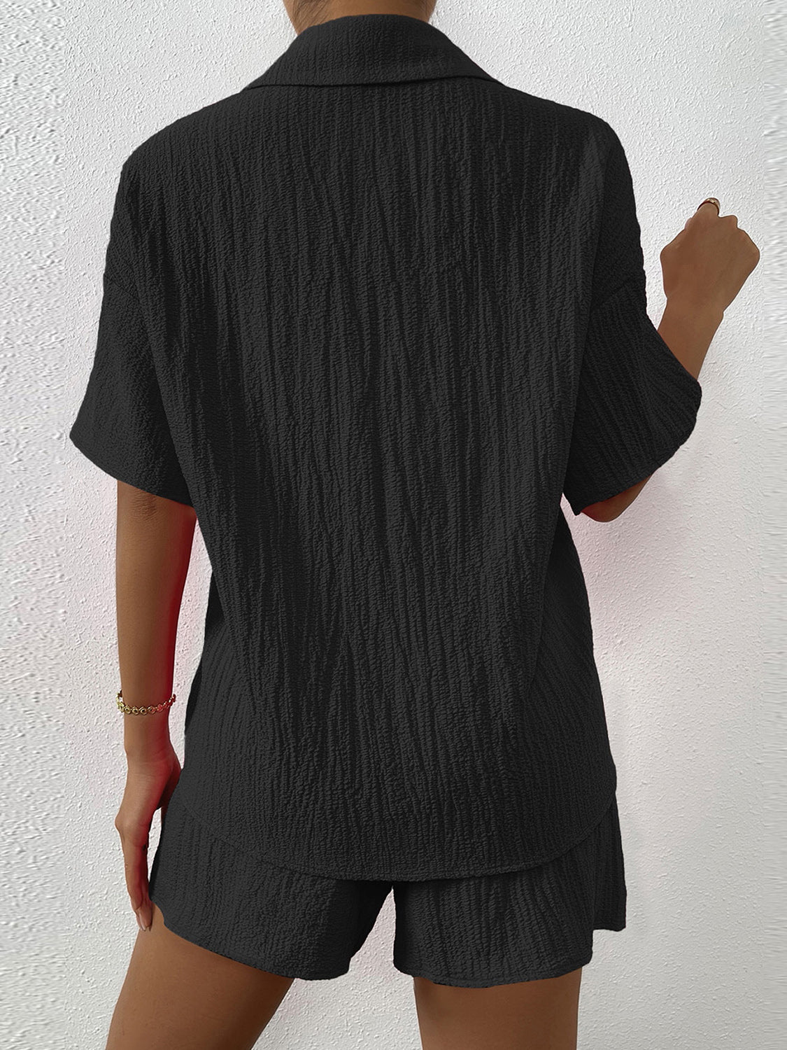 Button Up Half Sleeve Top and Shorts Set - ThingsWeUseAndLove