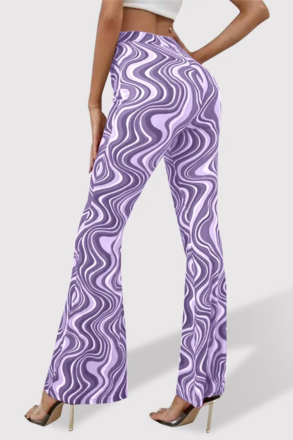 Paisley Printed High Waist Flare Pants - ThingsWeUseAndLove Purple-XL