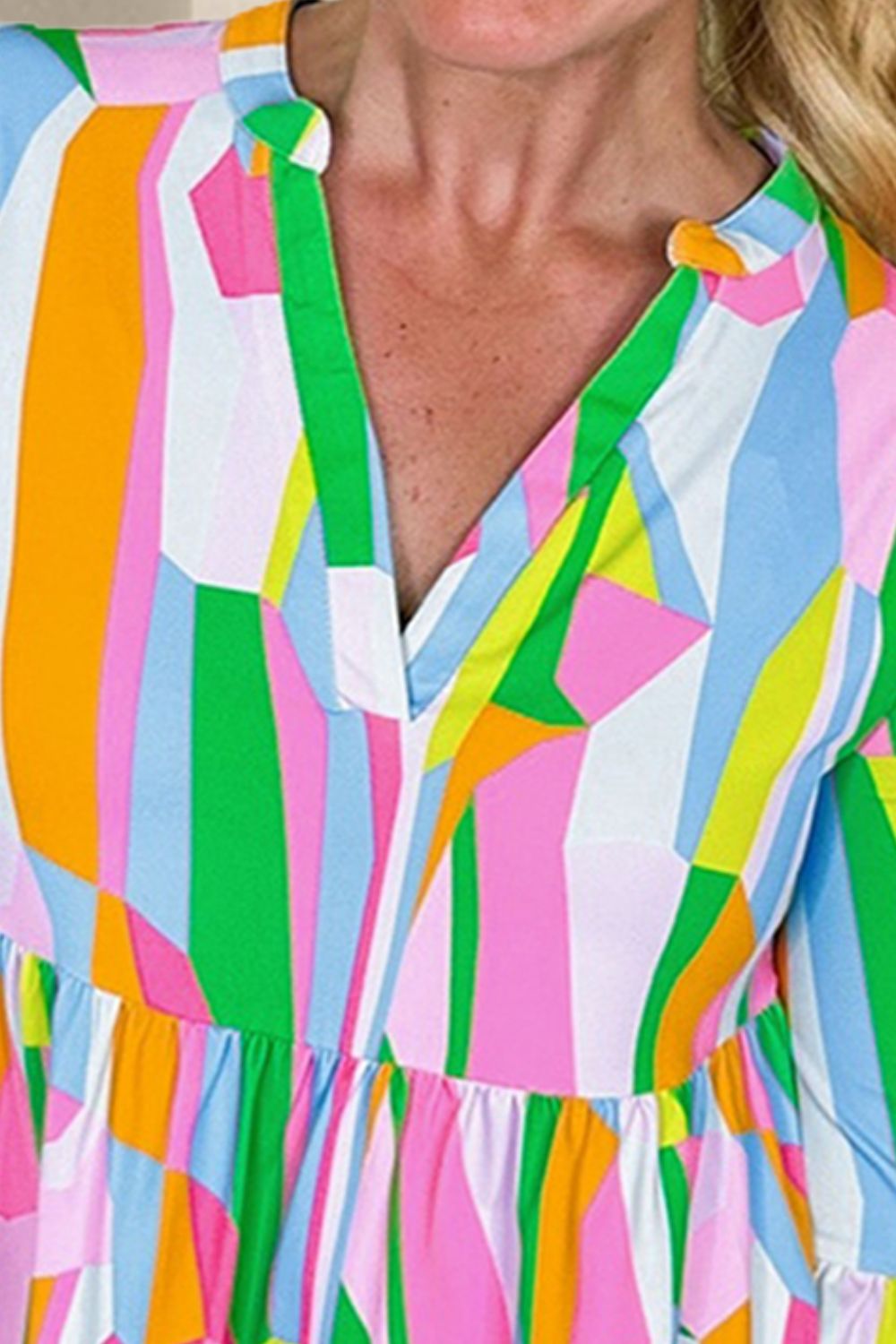 Color Block Three-Quarter Sleeve Mini Dress - ThingsWeUseAndLove