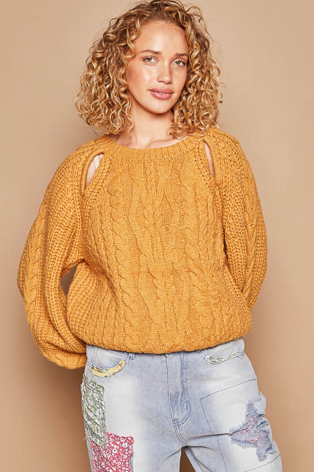 Cable Knit Cutout Long Sleeve Sweater - ThingsWeUseAndLove