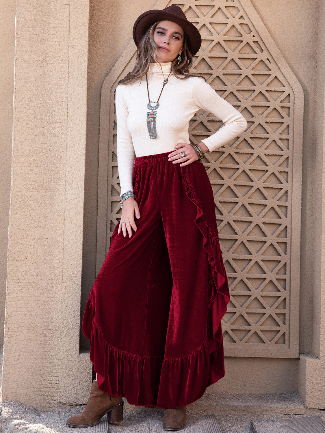 Lupe Slit Ruffled Wide Leg Pants - ThingsWeUseAndLove