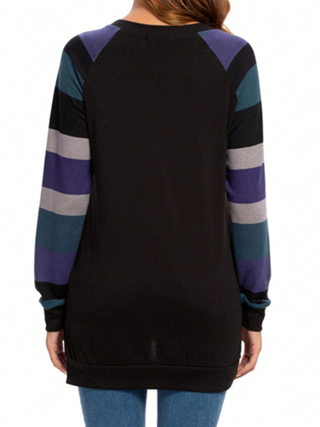 Doria Color Block Round Neck Long Sleeve T-Shirt - ThingsWeUseAndLove