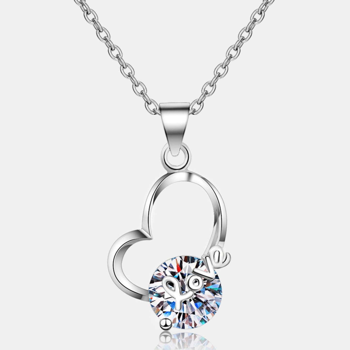 2 Carat Moissanite Heart 925 Sterling Silver Necklace - ThingsWeUseAndLove Silver-One-Size