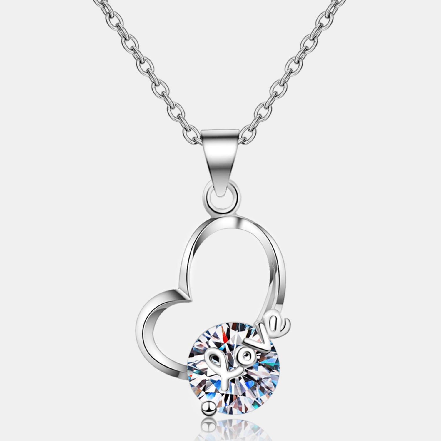 2 Carat Moissanite Heart 925 Sterling Silver Necklace - ThingsWeUseAndLove Silver-One-Size