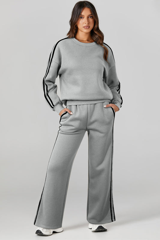 Bonnie  Long Sleeve Round Neck Top and Pants Active Set - ThingsWeUseAndLove 