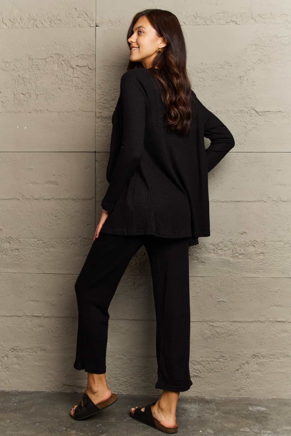 Gracie Size Inclusive Cropped Top, Long Pants and Cardigan Lounge Set - ThingsWeUseAndLove 