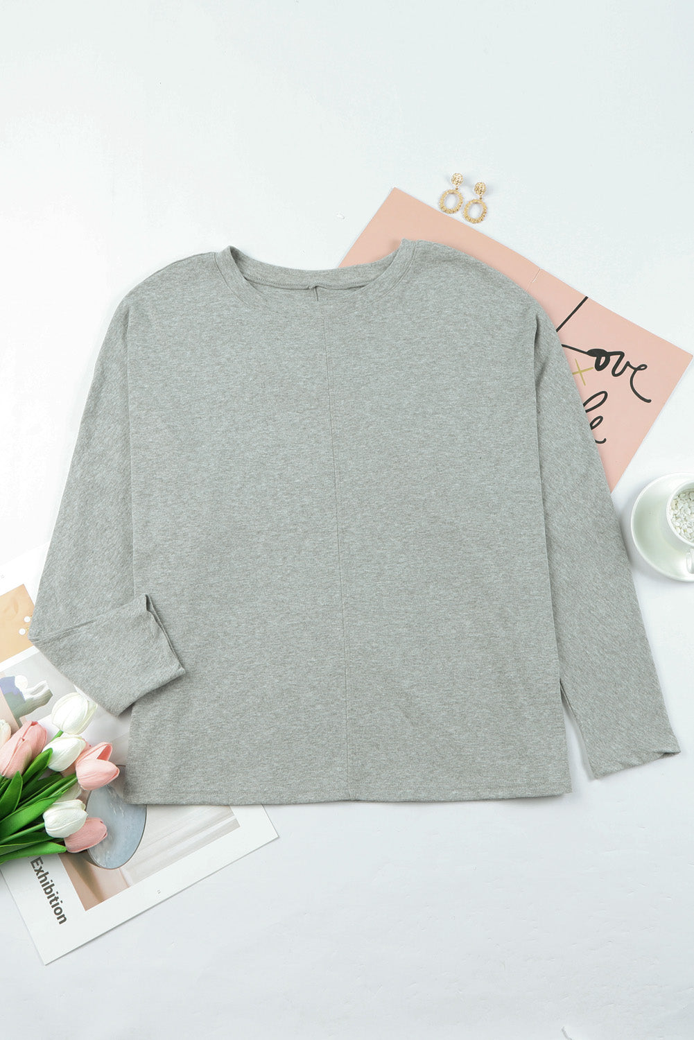 Casual Seam Long Sleeve Top - ThingsWeUseAndLove 