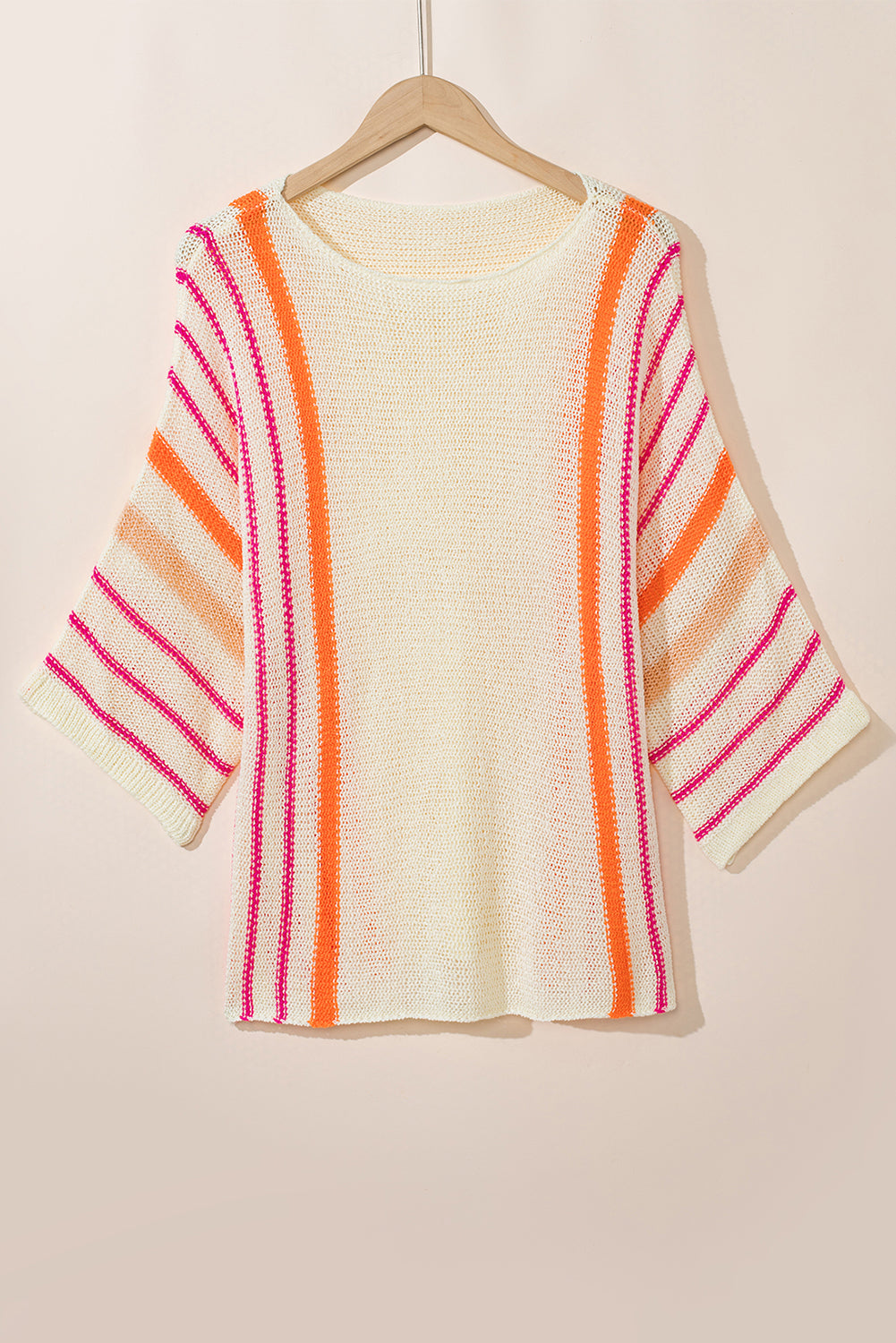 Striped Bell Sleeve Lightweight Knitted Top - ThingsWeUseAndLove 