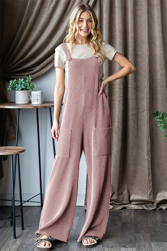 Joly Size-Inclusive Ribbed Front Pocket Sleeveless Heimish  Jumpsuit - ThingsWeUseAndLove Lt-Mauve-3XL