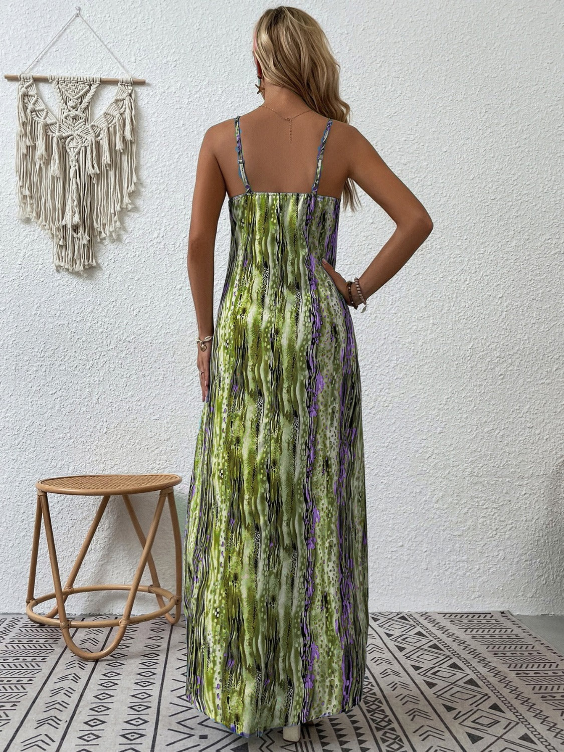 Full Size Printed Scoop Neck Maxi Cami Dress - ThingsWeUseAndLove 