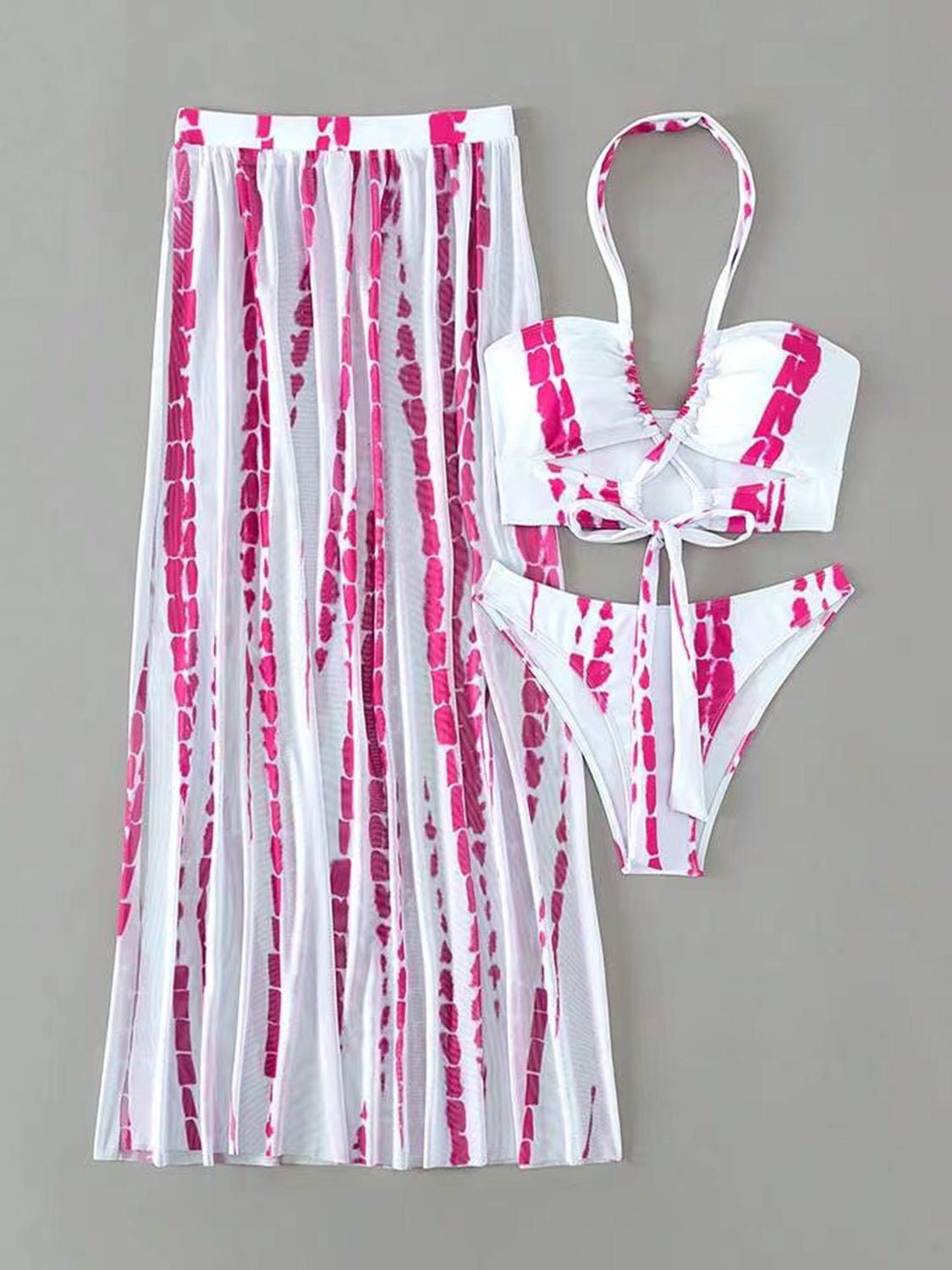 Printed Halter Neck Three-Piece Swim Set - ThingsWeUseAndLove 