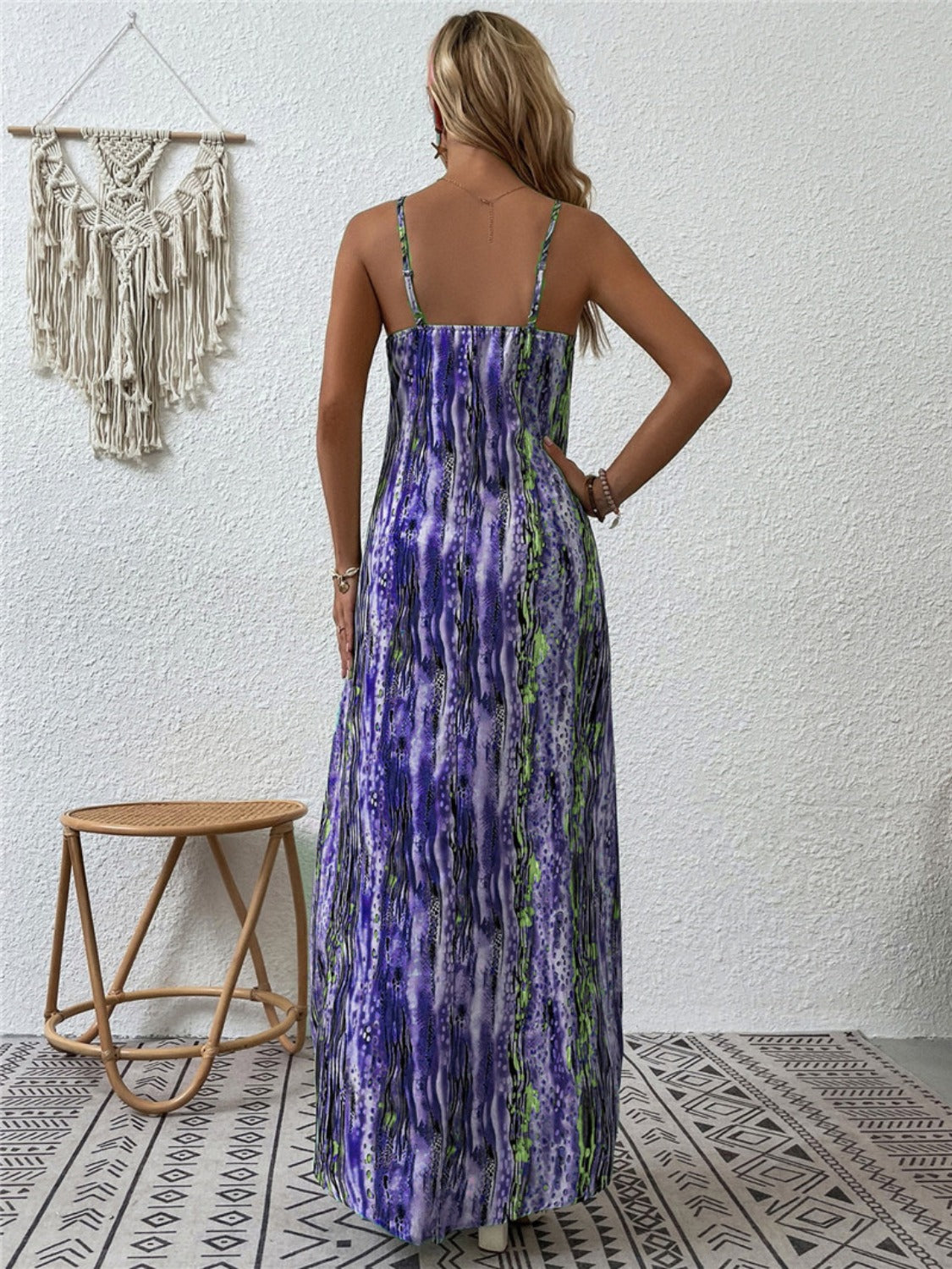 Full Size Printed Scoop Neck Maxi Cami Dress - ThingsWeUseAndLove 