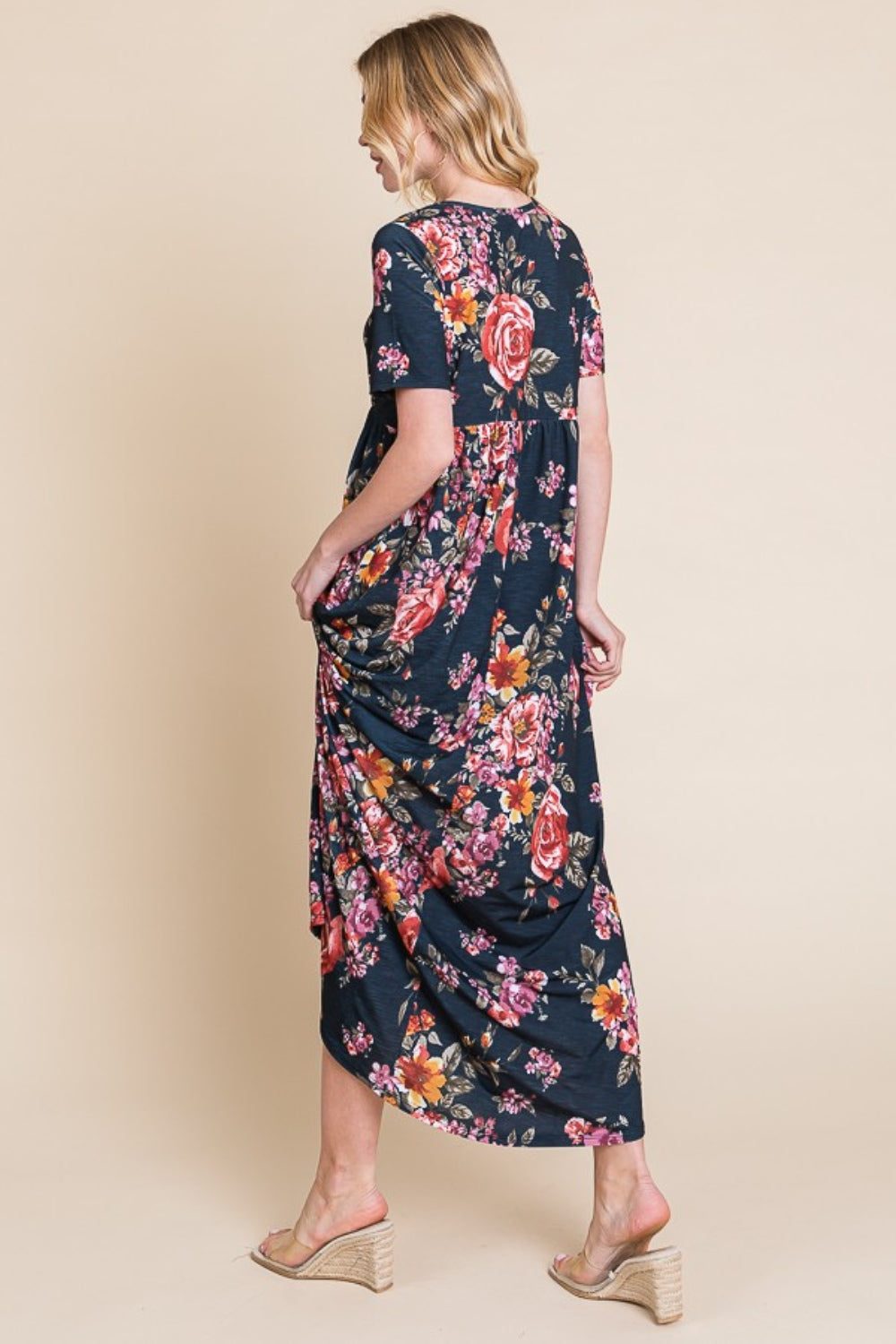 Floral Short Sleeve Maxi Dress - ThingsWeUseAndLove 