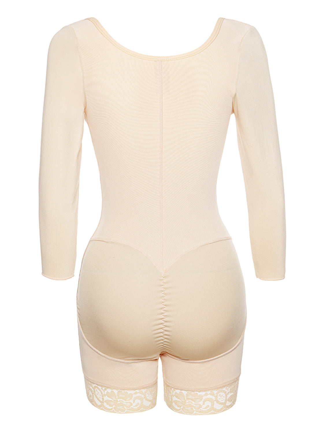 Zip Up Lace Detail Long Sleeve Shapewear