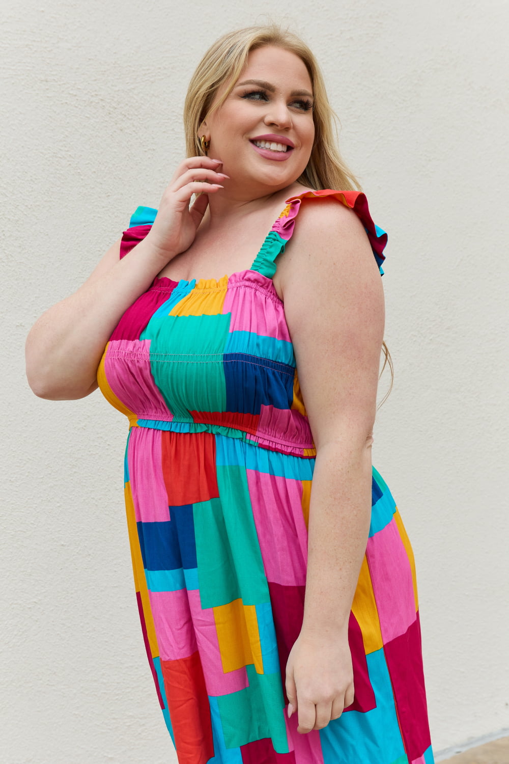 Multicolored Square Print Summer Dress - ThingsWeUseAndLove 