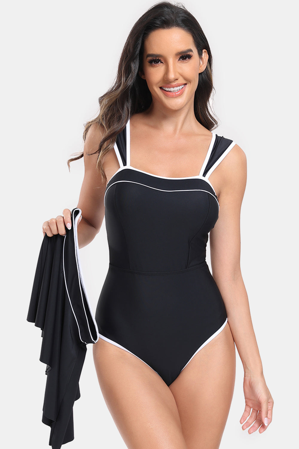 Contrast Trim Wide Strap Two-Piece Swim Set - ThingsWeUseAndLove 