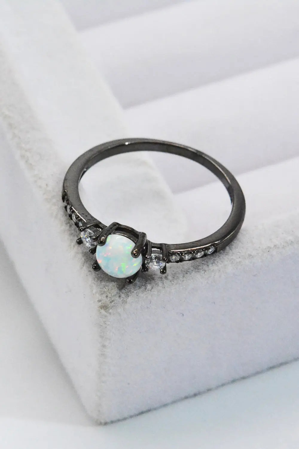 925 Sterling Silver Round Opal Ring - ThingsWeUseAndLove 