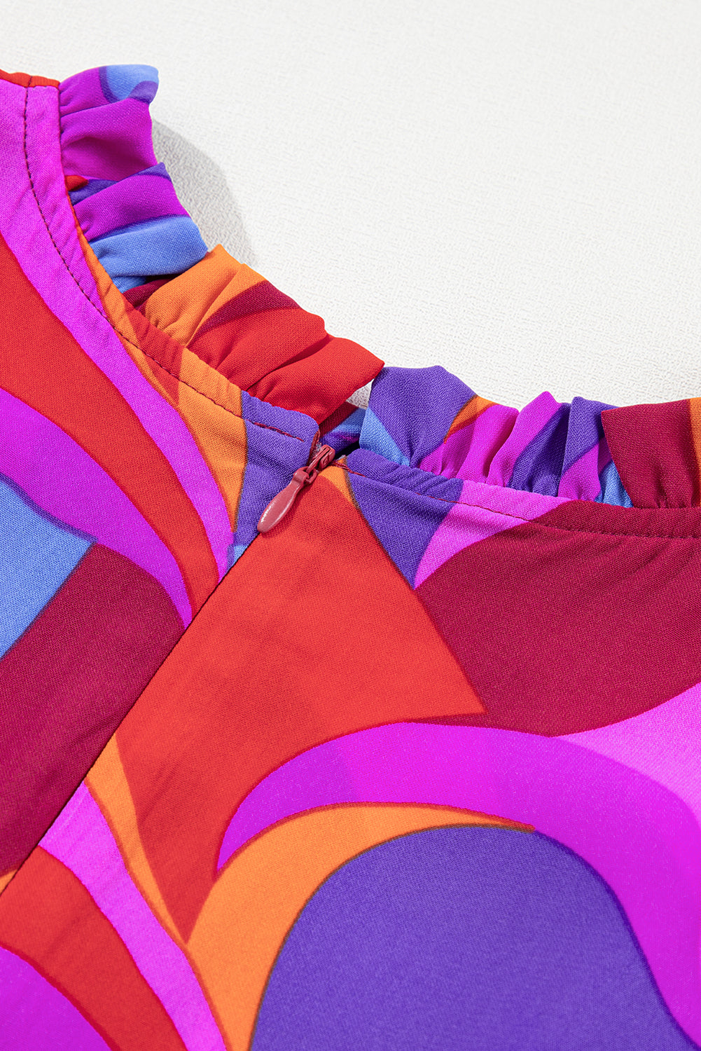 Orange Abstract Printed High Waist Ruffle Tiered Long Dress - ThingsWeUseAndLove 