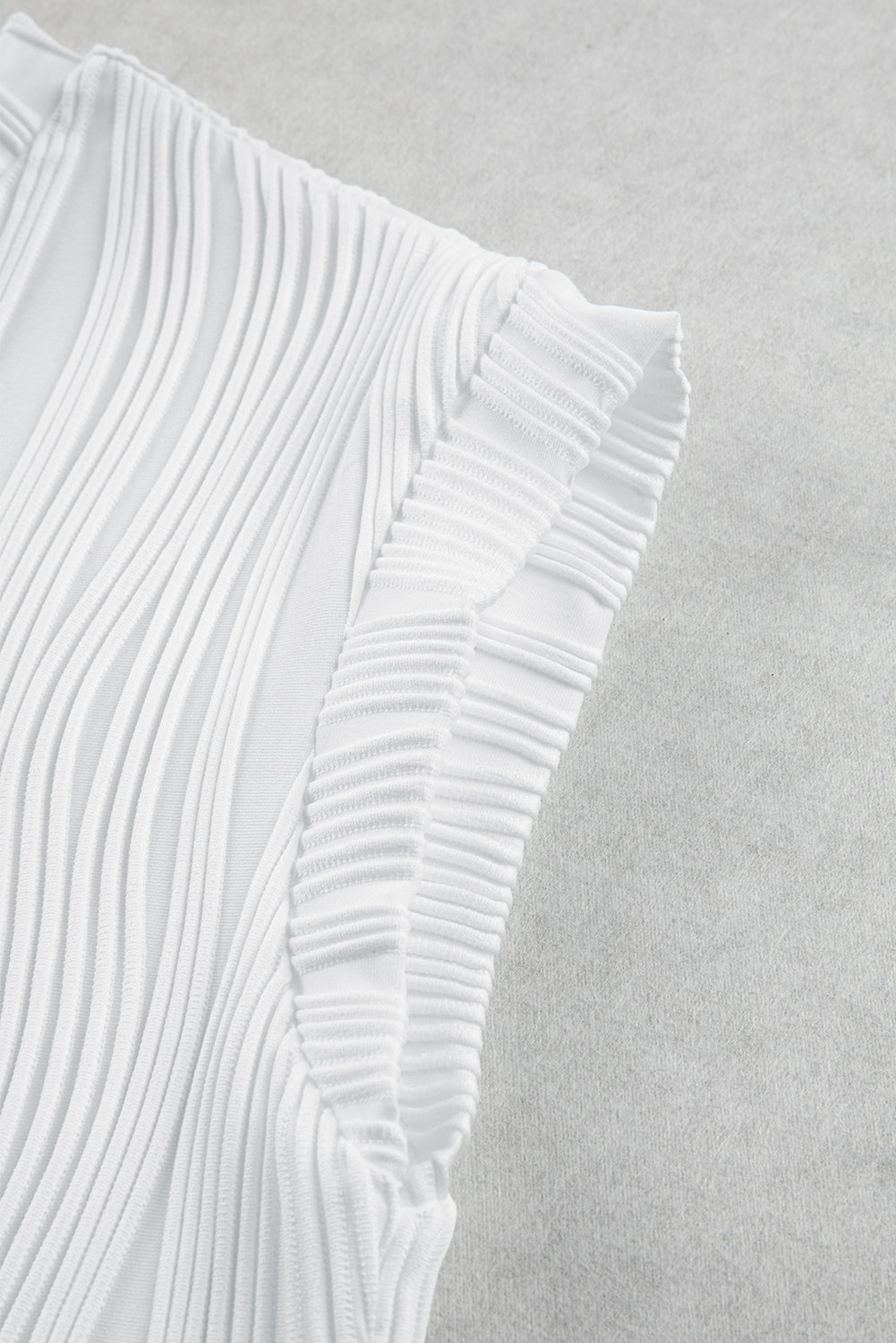 Wavy Textured Cap Sleeve Top - ThingsWeUseAndLove 