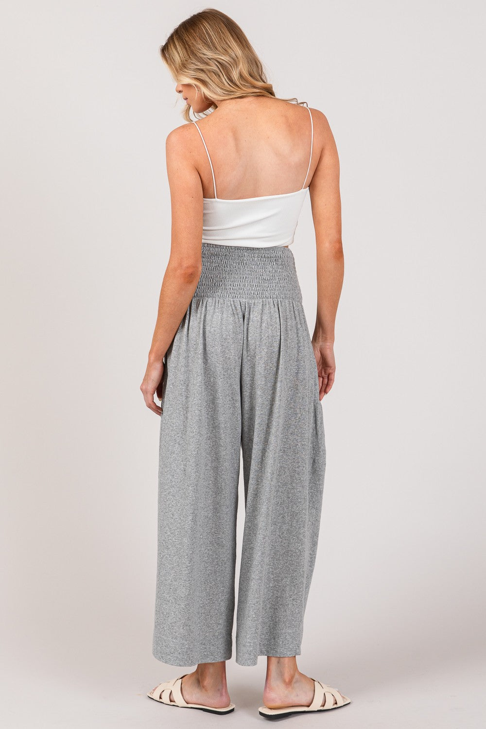 SAGE + FIG Drawstring Smocked High Waist Pants - ThingsWeUseAndLove 