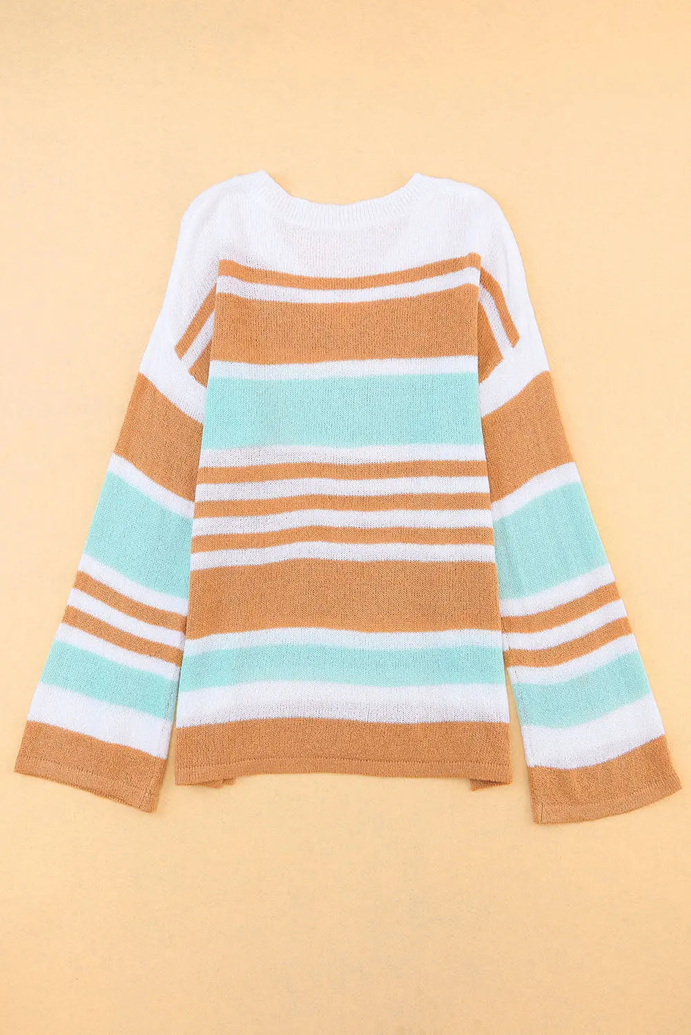 Multicolor Colorblock Stripe V Neck Split Sweater - ThingsWeUseAndLove 