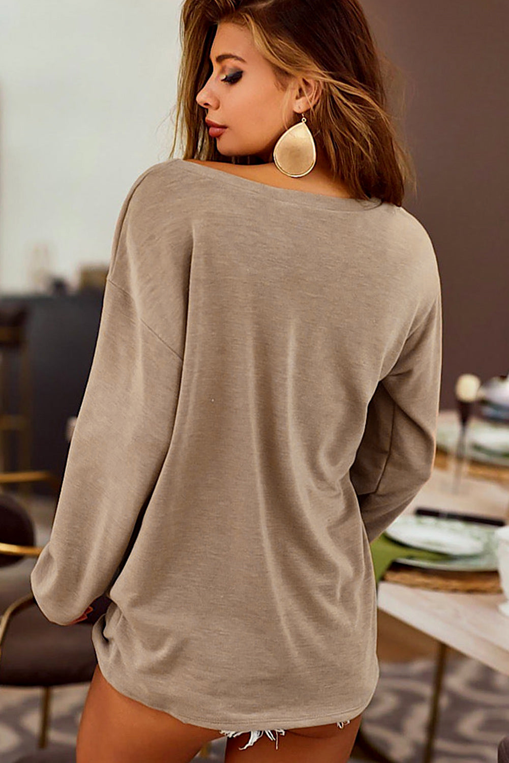 Distressed Pocket Long Sleeve Top - ThingsWeUseAndLove 