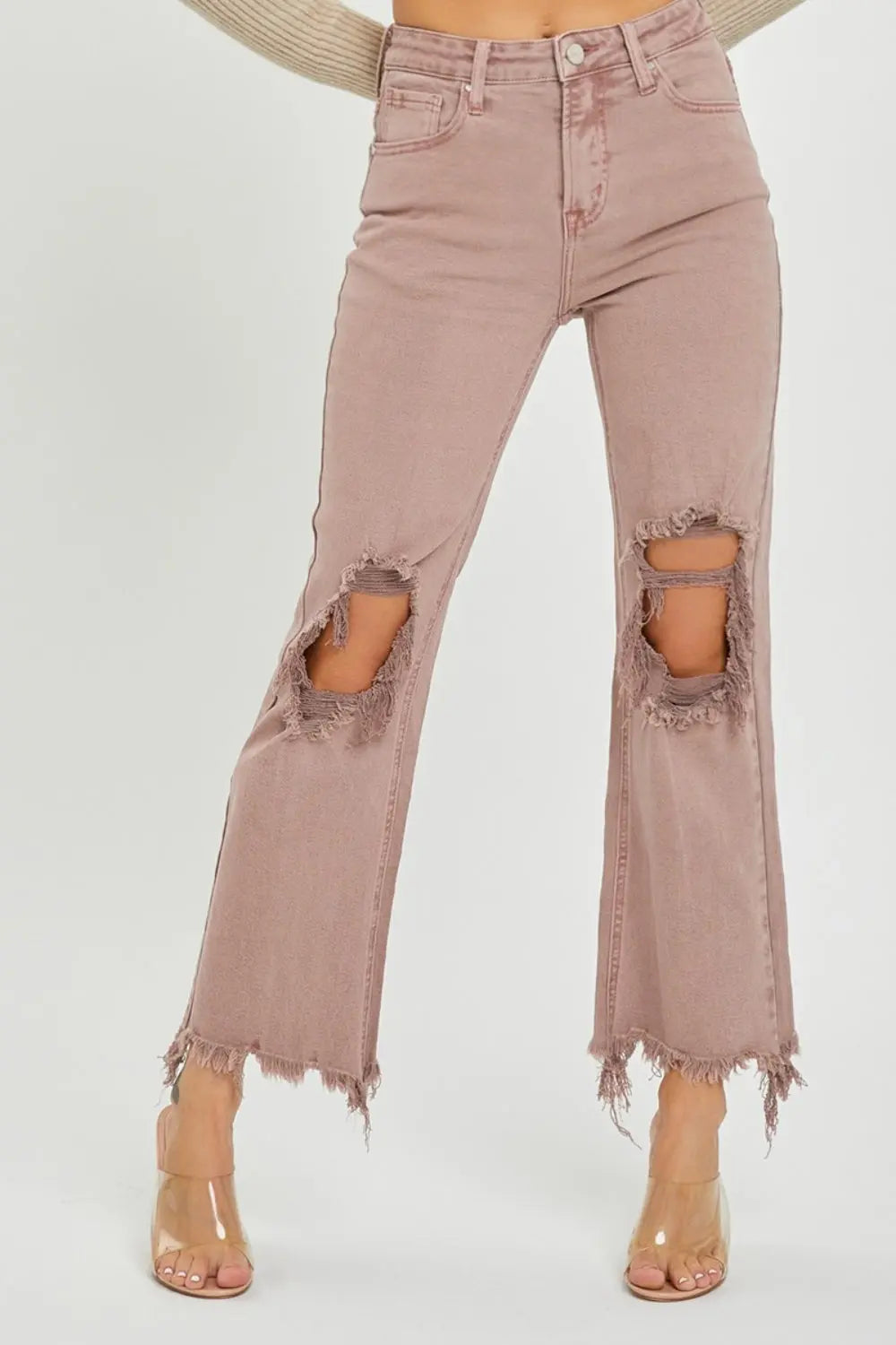 Distressed Ankle Bootcut Jeans - ThingsWeUseAndLove 