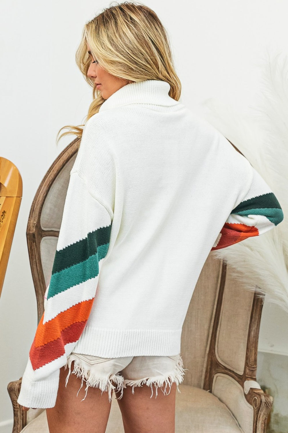 Paola Multi Color Chevron Pattern Sweater - ThingsWeUseAndLove 