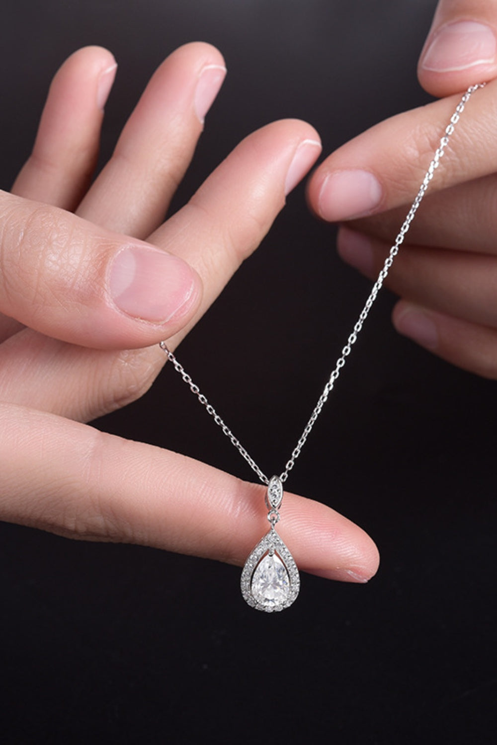 1.5 Carat Moissanite 925 Sterling Silver Teardrop Necklace - ThingsWeUseAndLove 