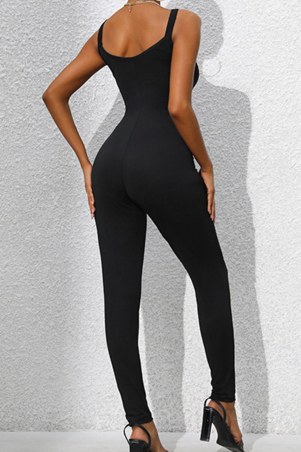 One Scoop Neck Wide Strap Skinny Jumpsuit - ThingsWeUseAndLove 